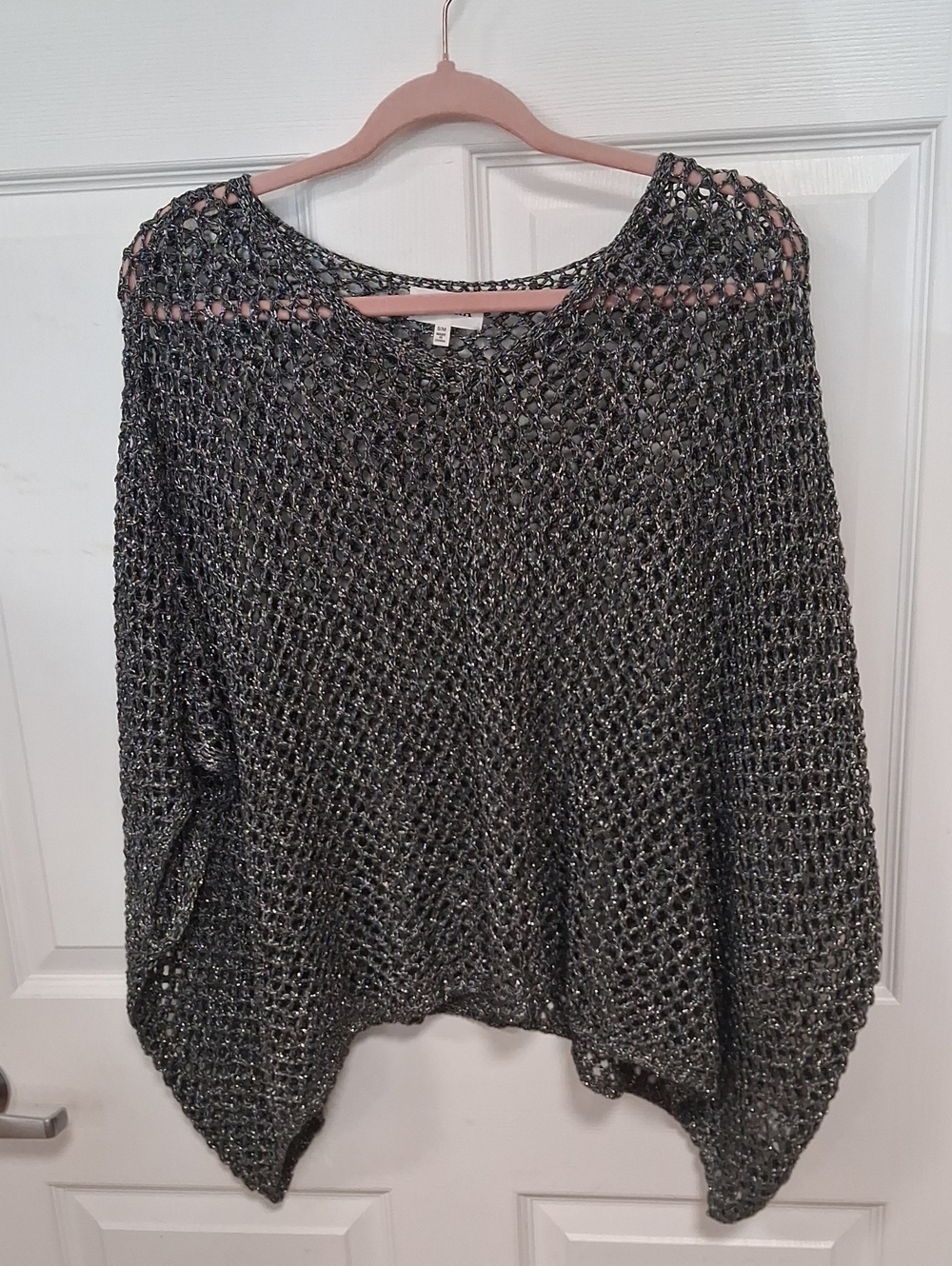 ADORA Silver Metallic Open Weave Sweater
